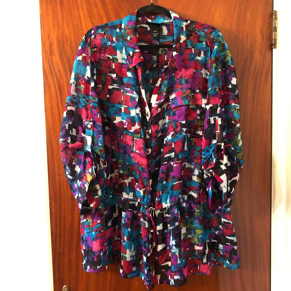 Lane Bryant Multi Color Tunic With Cinched Waist - image 1